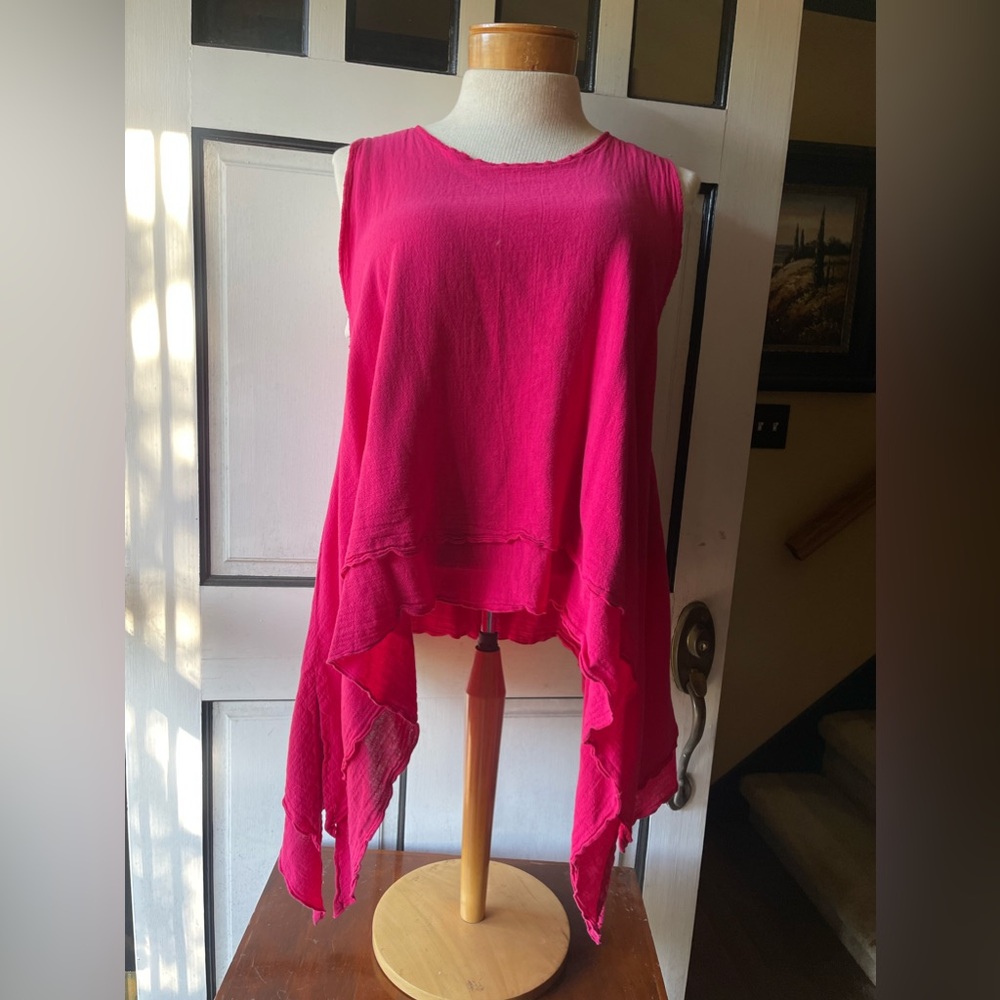 Oh My Gauze! Pink double layered no sleeve shirt.